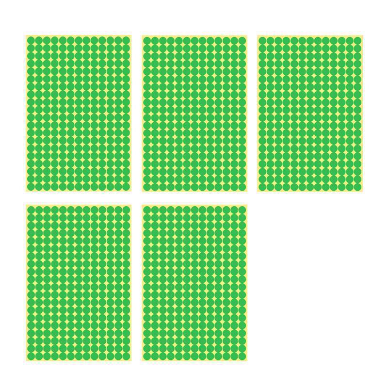 8/13/25/50mm Sticker Dots Adhesive Round Labels Circular Scrapbooking Light Green - 50mm 8 Dots - 5 Sheets.