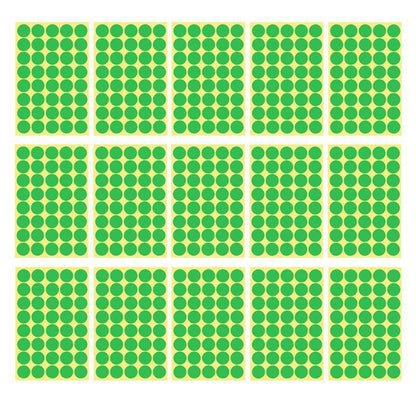 8/13/25/50mm Sticker Dots Adhesive Round Labels Circular Scrapbooking Light Green - 50mm 8 Dots - 5 Sheets.