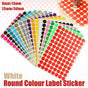 8/13/25/50mm Colour Sticker Dots Adhesive Round Labels Circular Scrapbooking White - 25mm 40 Dots - 5 Sheets.