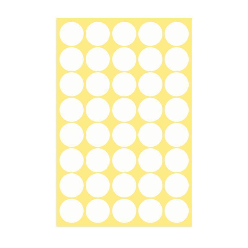 8/13/25/50mm Colour Sticker Dots Adhesive Round Labels Circular Scrapbooking White - 25mm 40 Dots - 5 Sheets.
