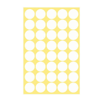 8/13/25/50mm Colour Sticker Dots Adhesive Round Labels Circular Scrapbooking White - 25mm 40 Dots - 5 Sheets.