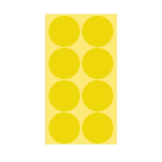 8/13/25/50mm Colour Sticker Dots Adhesive Round Labels Circular Scrapbooking Yellow - 50mm 8 Dots - 5 Sheets.