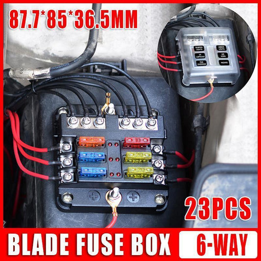 23PC 6 Way Blade Fuse Box Block Holder Indicator LED Light 12V/32V Car Marine.