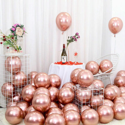 Metallic Latex Balloons 12 Inch Chrome Party Balloons for Birthday Wedding Decoration - Rose Gold 10PCS
