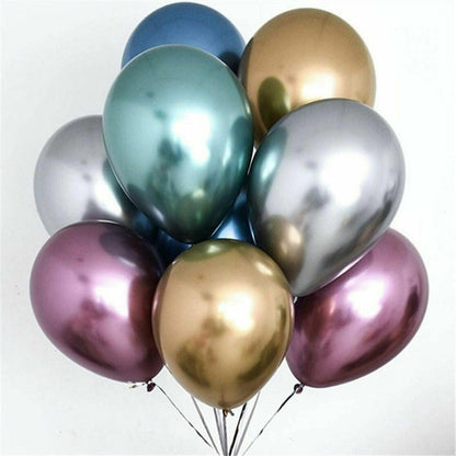 Metallic Latex Balloons 12 Inch Chrome Party Balloons for Birthday Wedding Decoration - Green 10PCS