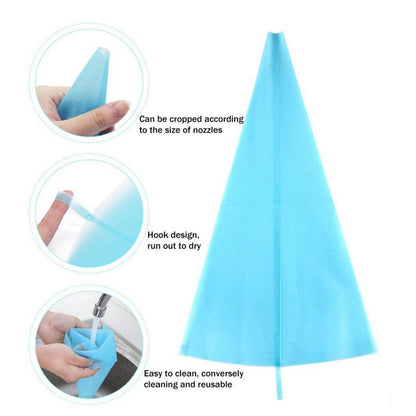 2/4PCS Reusable Silicone Pastry Bag DIY Icing Bags Cream Cake Decorating - 2 PCS(18 inch *2)