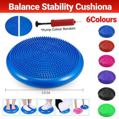Balance Stability Cushion Wobble Air Disc Ankle Knee Strength Rehab Exercise - Black.