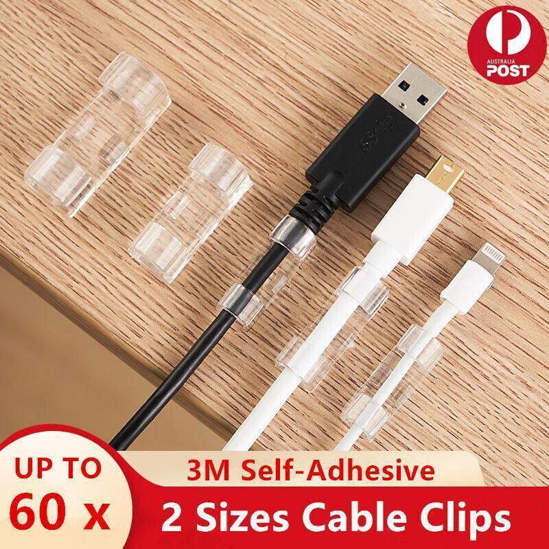 20PCS Cable Clips Management Holder Cord Wire Line Organizer Self-Adhesive M - M Size - Black x 20 PCS.