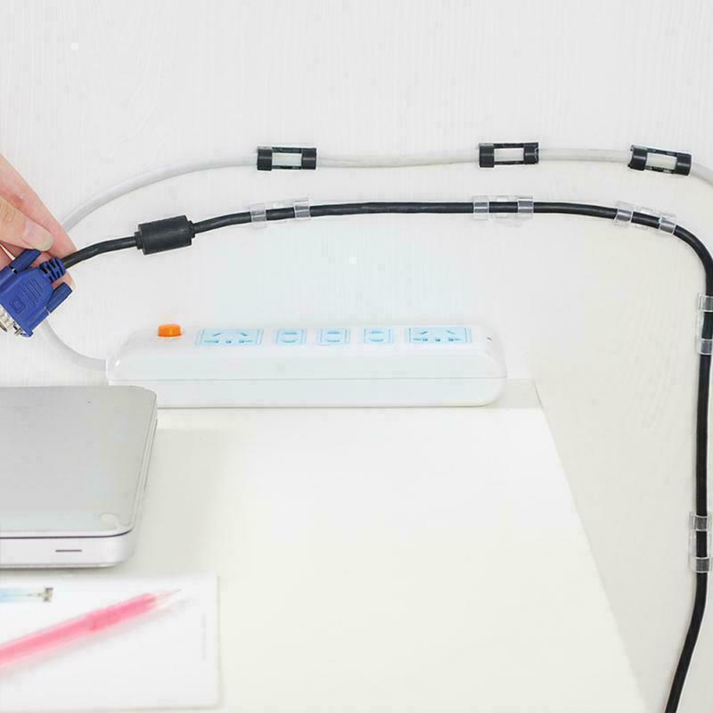 20PCS Cable Clips Management Holder Cord Wire Line Organizer Self-Adhesive M - M Size - Black x 20 PCS.