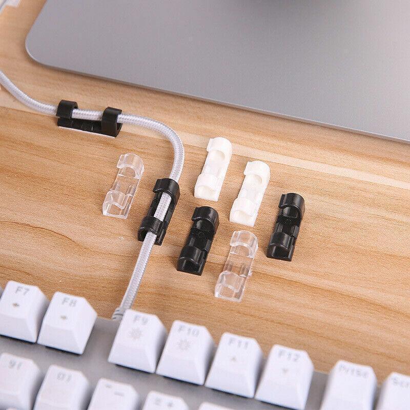 20PCS Cable Clips Management Holder Cord Wire Line Organizer Self-Adhesive M - M Size - Black x 20 PCS.