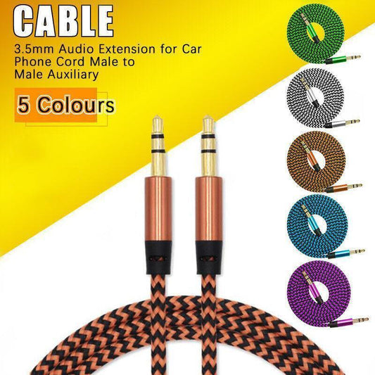 AUX Cable 3.5mm Stereo Audio Input Extension Male to Male Auxiliary Car Cord - Orange.