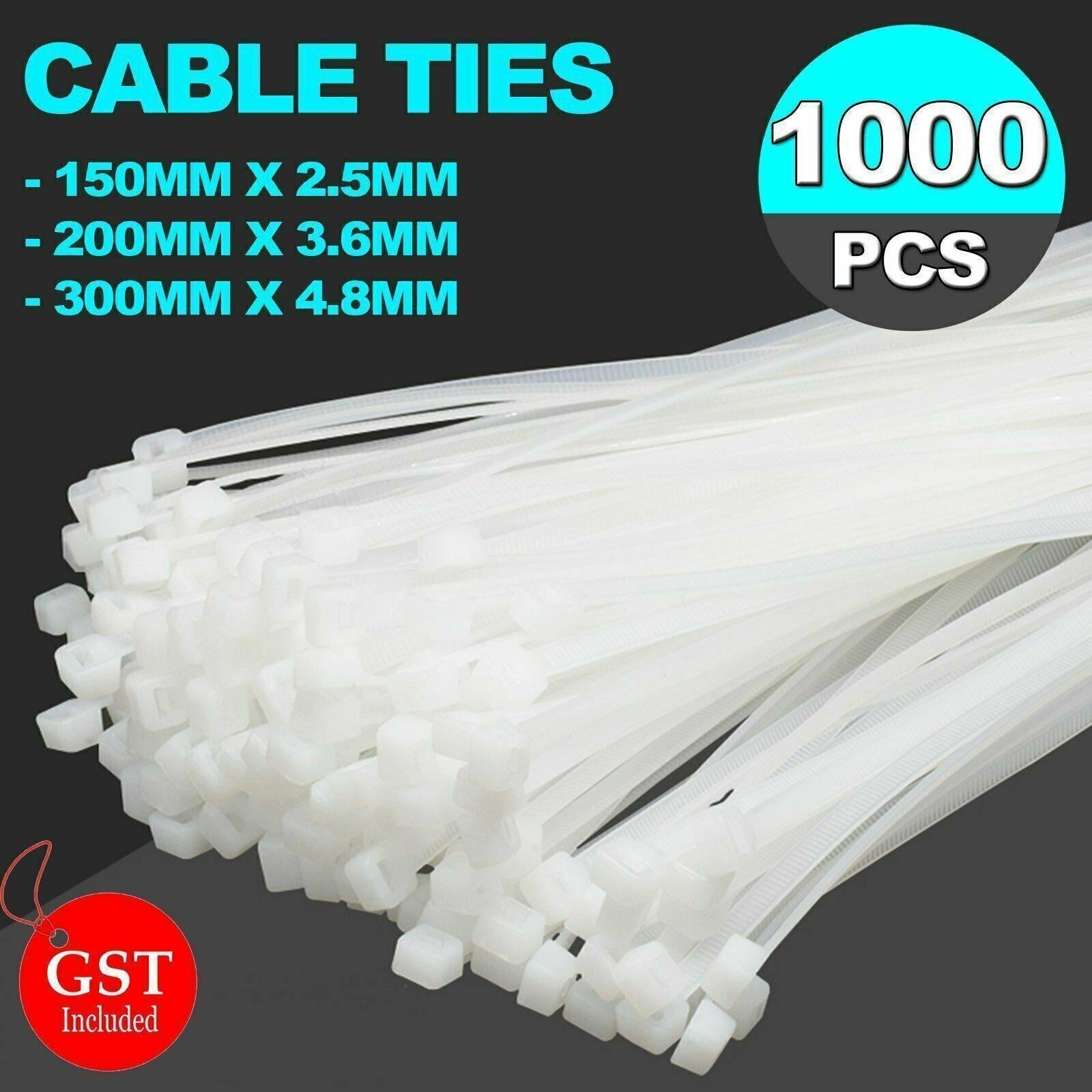 250-1000X Cable Ties Zip Ties Nylon Uv Stabilised Bulk White Clear Cable Tie - 4*150mm 500 PCS.