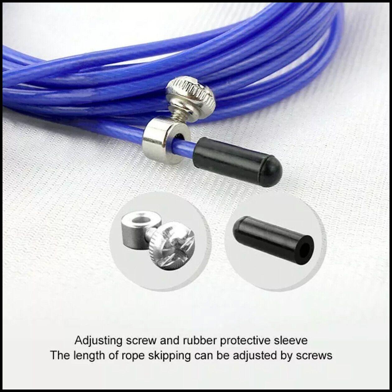 Aolikes Adjustable High Speed Steel Skipping Jump Rope Dual Bearings Gym Boxing - Blue.