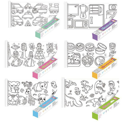 3M DIY Colouring Paper Roll with 12 Colour Pencils Cartoon Doodle Set - Daily necessities(With 12PCS Colored Pencils)