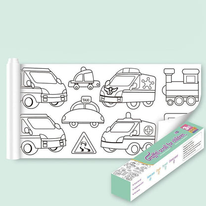 3M DIY Colouring Paper Roll with 12 Colour Pencils Cartoon Doodle Set - Daily necessities(With 12PCS Colored Pencils)