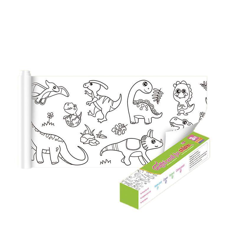 3M DIY Colouring Paper Roll with 12 Colour Pencils Cartoon Doodle Set - Daily necessities(With 12PCS Colored Pencils)