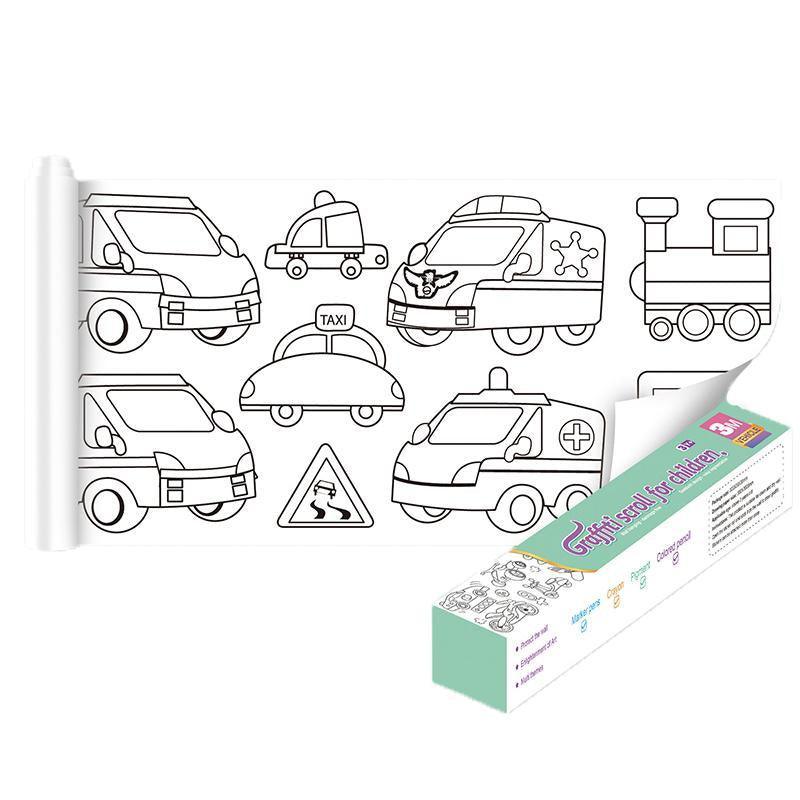 3M DIY Colouring Paper Roll with 12 Colour Pencils Cartoon Doodle Set - Daily necessities(With 12PCS Colored Pencils)