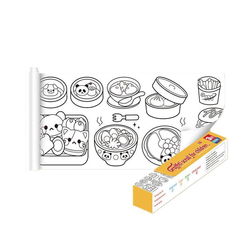 3M DIY Colouring Paper Roll with 12 Colour Pencils Cartoon Doodle Set - Daily necessities(With 12PCS Colored Pencils)