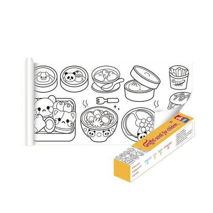 3M DIY Colouring Paper Roll with 12 Colour Pencils Cartoon Doodle Set - Daily necessities(With 12PCS Colored Pencils)