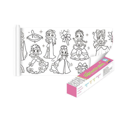 3M DIY Colouring Paper Roll with 12 Colour Pencils Cartoon Doodle Set - Daily necessities(With 12PCS Colored Pencils)