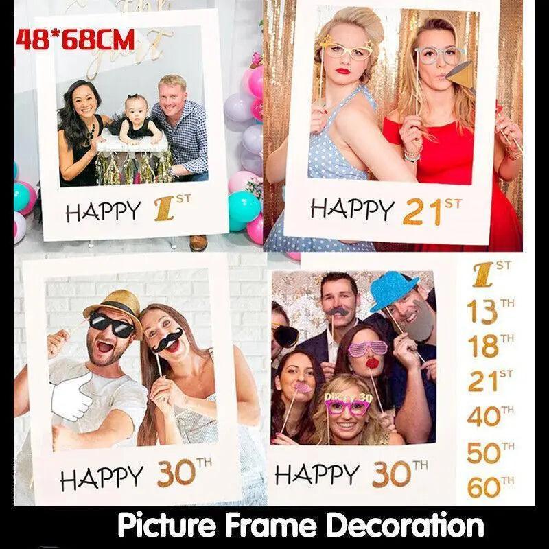 1Th 18Th-60Th Photo Booth Props Picture Frame Wedding Birthday Party Decoration - Happy 21ST.