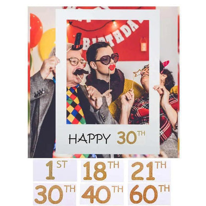 1Th 18Th-60Th Photo Booth Props Picture Frame Wedding Birthday Party Decoration - Happy 21ST.