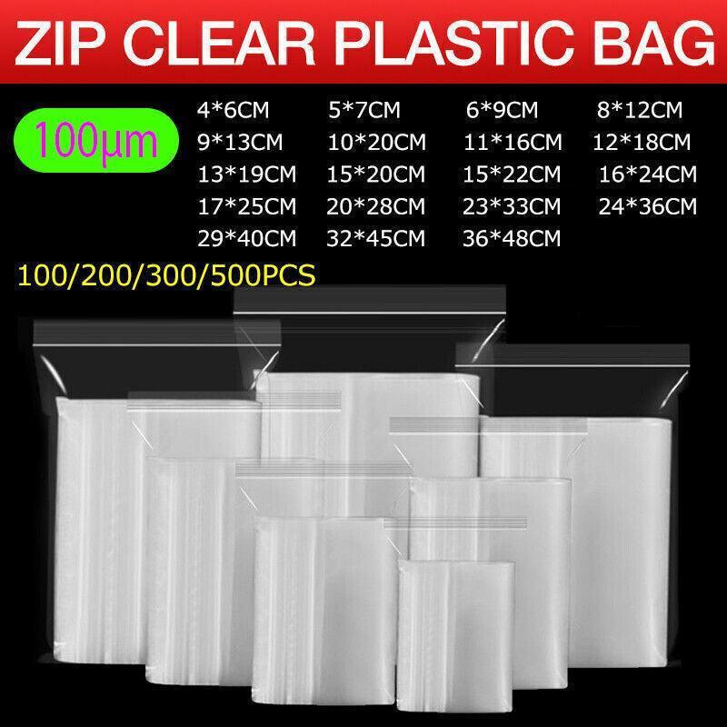 100PCS 100micron Bulk Clear Resealable PE Plastic Zip Bags - 6*9CM.