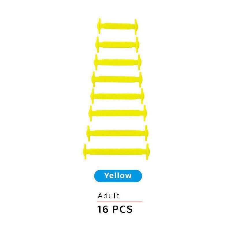 No Tie Elastic Silicone Shoe Laces 16PCS Shoelaces for Sneakers and Runners - Black 16PCS