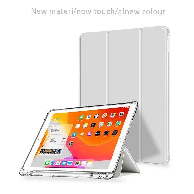 Shockproof Silicone iPad Air 4 Cover with Pencil Slot and Smart Wake - Lavender Grey.