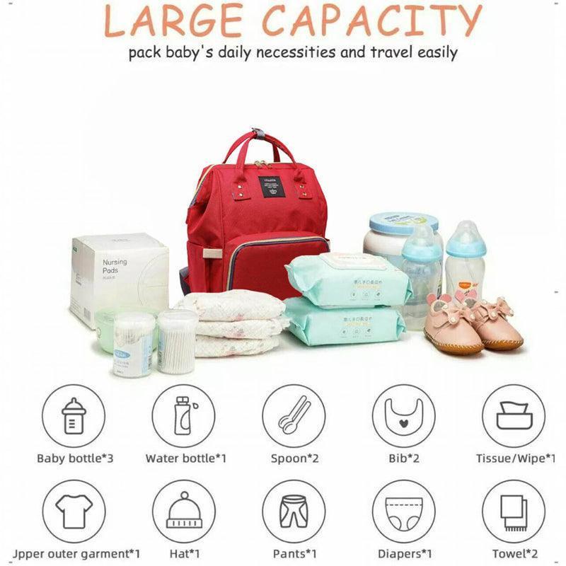 Luxury Multifunctional Diaper Nappy Backpack Maternity Mummy Changing Bag - Tangerine Pink.