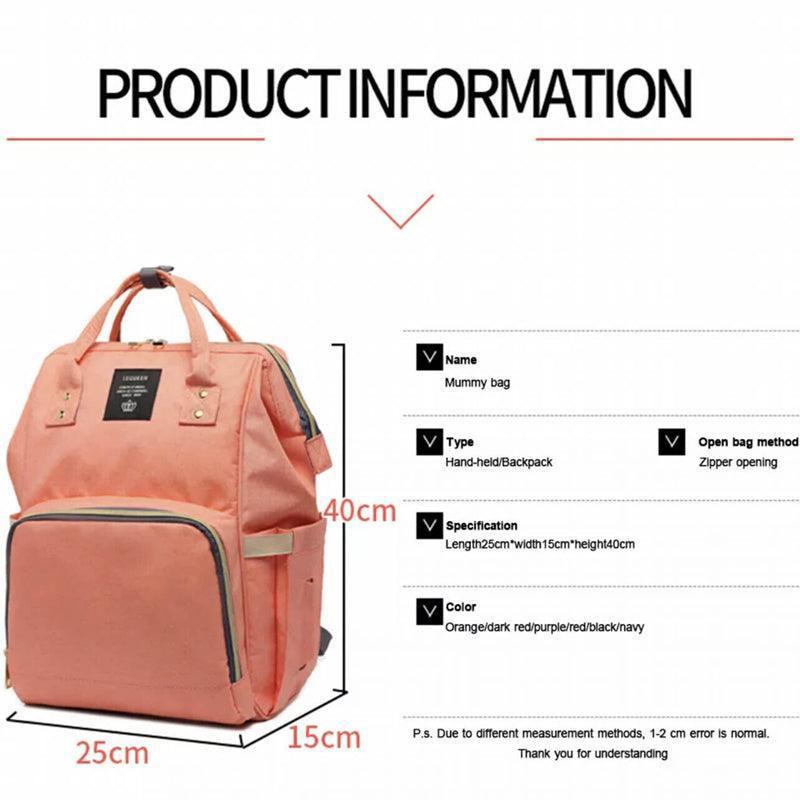 Luxury Multifunctional Diaper Nappy Backpack Maternity Mummy Changing Bag - Tangerine Pink.