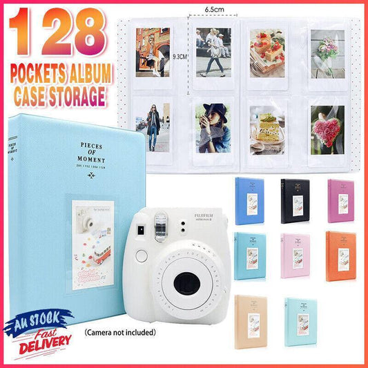 128 Pockets Album Case Storage For Polaroid Photo FujiFilm Camera Film - Beige.