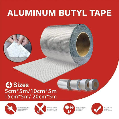 5M Waterproof Tape Butyl Rubber Aluminium Foil Roof Pipe Caravan Repair Flashing - 10cm* 5m* 1 Unit.