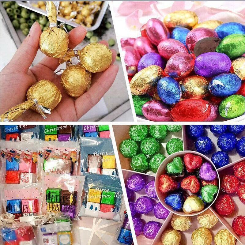 100PCS Tin Foil Aluminium Wrapping Square Chocolate Wrappers 10CM - Purple/Embossed