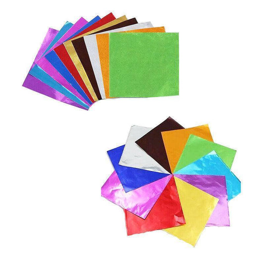 100PCS Tin Foil Aluminium Wrapping Square Chocolate Wrappers 15CM - Brown/Embossed.
