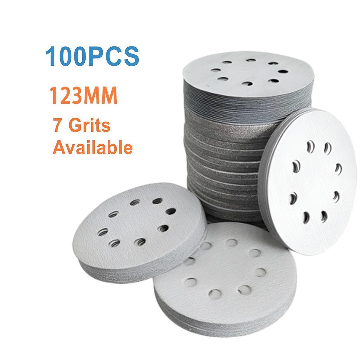 100x 123mm 6/8-Hole Sanding Discs Hook Loop Orbital Sander Pads 80 120 240 Grit - 240 Gritsï¼6-Holeï¼.