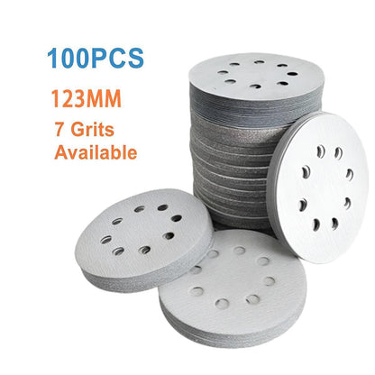 100x 123mm 6/8-Hole Sanding Discs Hook Loop Orbital Sander Pads 80 120 240 Grit - 240 Gritsï¼6-Holeï¼.