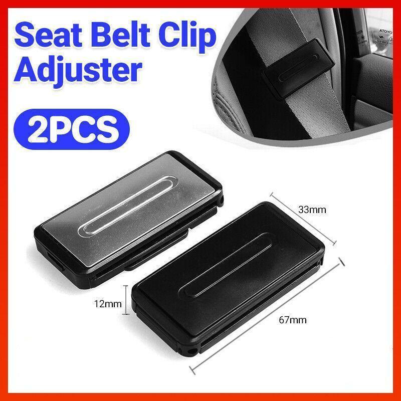2X Car Shoulder Strap Positioning Clip Buckle Adjuster for Driving Comfort - Black.
