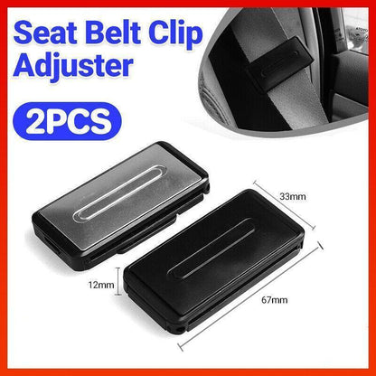2X Car Shoulder Strap Positioning Clip Buckle Adjuster for Driving Comfort - Black.