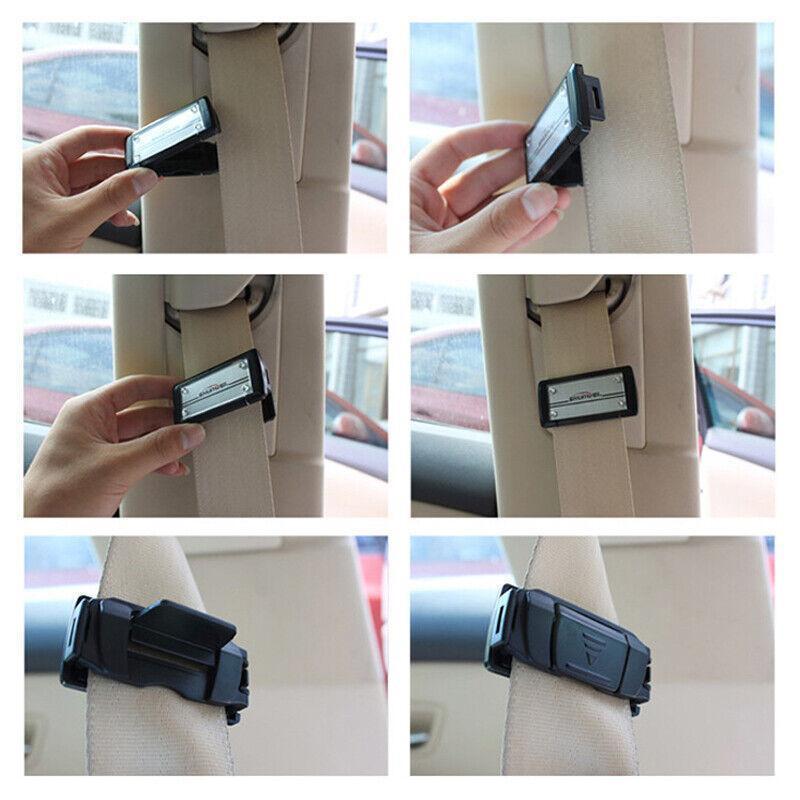 2X Car Shoulder Strap Positioning Clip Buckle Adjuster for Driving Comfort - Black.