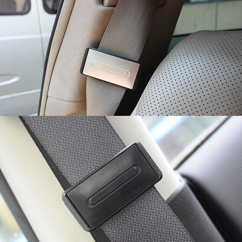 2X Car Shoulder Strap Positioning Clip Buckle Adjuster for Driving Comfort - Black.