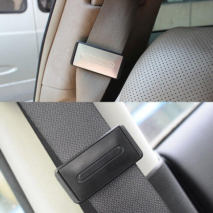 2X Car Shoulder Strap Positioning Clip Buckle Adjuster for Driving Comfort - Black.