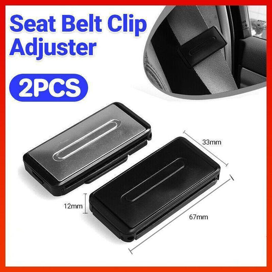 2X Car Shoulder Strap Positioning Clip Buckle Adjuster for Driving Comfort - Silver.