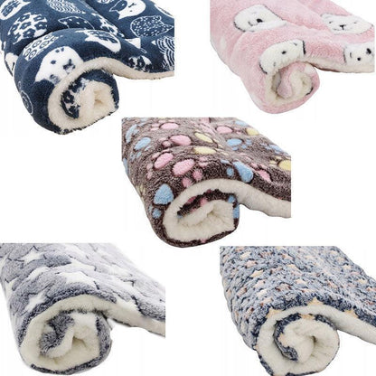 S Size Puppy Dog Cat Cushion Mattress Blanket Bed Soft Warm Pet Pad Winter Kennel House - Navy Cat