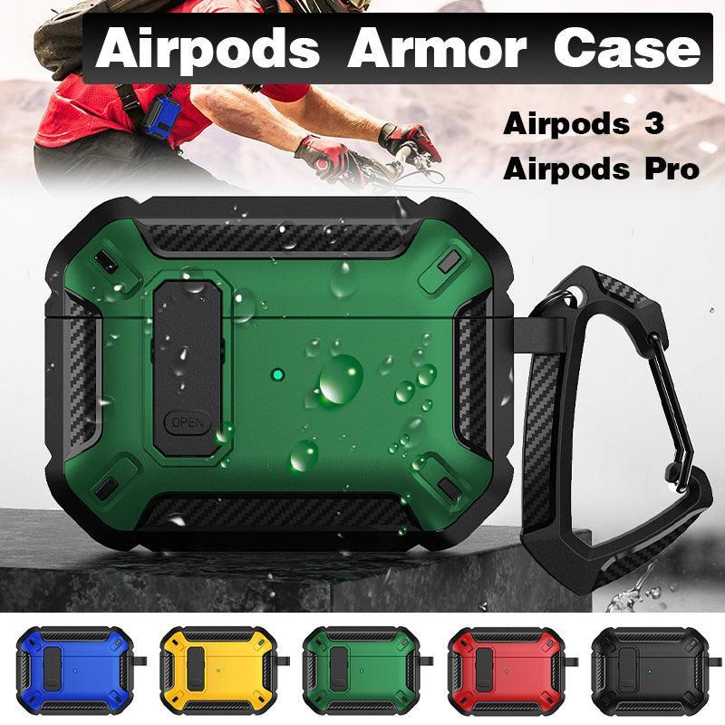 For Apple AirPods pro and pro2 Case Armor Earphone Heavy Duty Shockproof Cover - Black&Green For Airpods Pro.