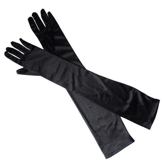 Elegant Long Satin Evening Gloves Formal Dress Accessory for Opera Prom Party Women - Red