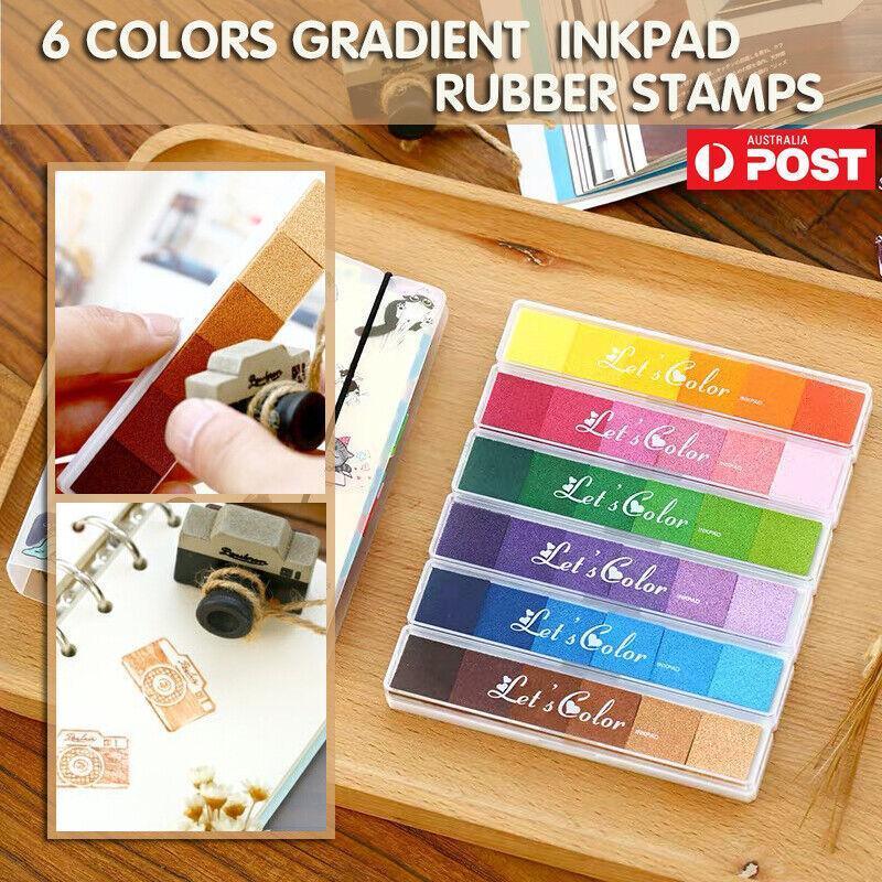 Gradient Color Ink Pad Inkpad Rubber Stamp Water Based Diy Finger Print 10 Colours - S3 Brown
