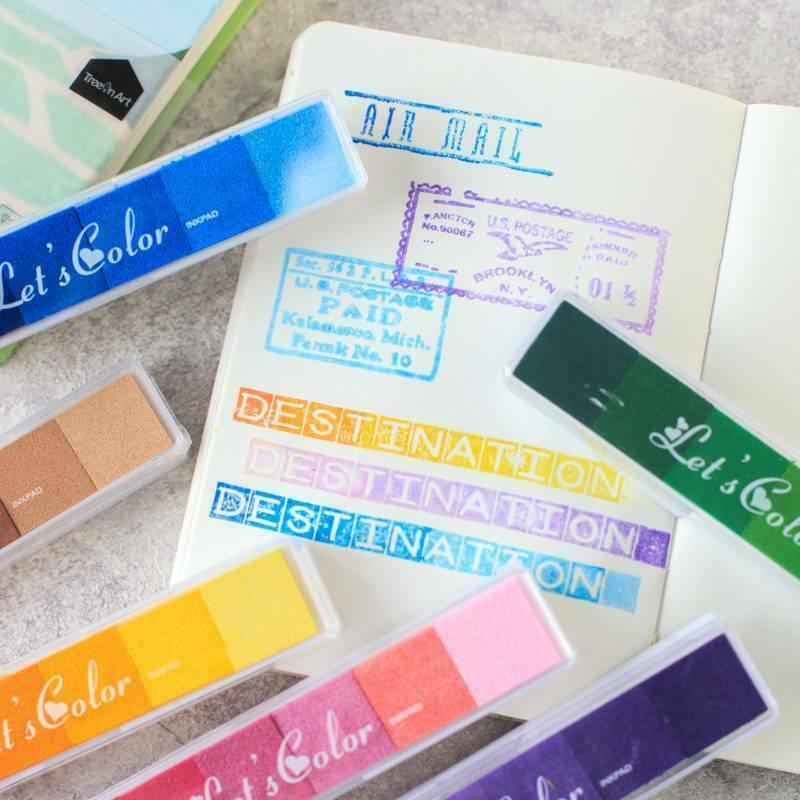 Gradient Color Ink Pad Inkpad Rubber Stamp Water Based Diy Finger Print 10 Colours - S3 Brown