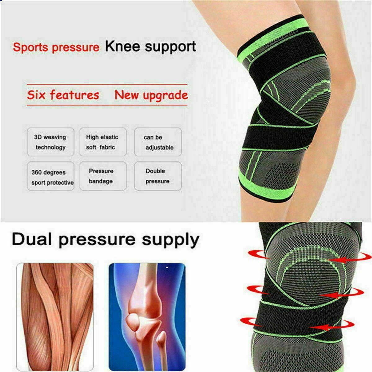 3D Weaving Knee Brace Breathable Sleeve Support Running Jogging Joint Pain Leg Black - Black-M.