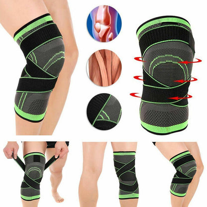 3D Weaving Knee Brace Breathable Sleeve Support Running Jogging Joint Pain Leg Black - Black-M.